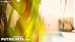 petite asian model putri cinta flaunts her tanned big tits and juicy ass