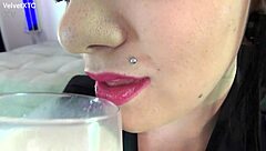 goth babe with massive natural tits teases in interview