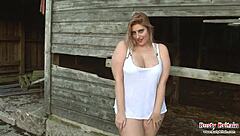 busty raphaella's chubby farm striptease toy play