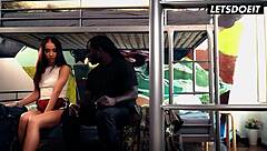 Lucky teen fucks tight bbc roommate in horny vacation dorm