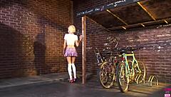 alley shag in heels skirt!