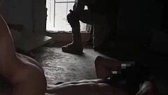 hot petite teen's perfect big tits in army uniform 3some hardcore