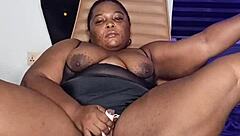 lonely ebony housewife mara squirts hard in solo toy play