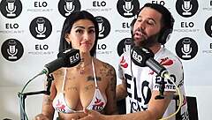 mica dellorto struts into the spicy casting room revealing latina tattoos