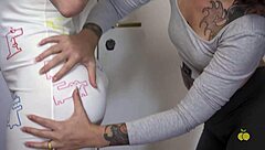 neighbor tattoos my ass while stepdad watches closely