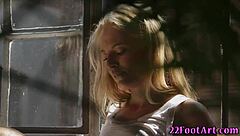 blonde babe's soles get sticky cumshot 👣💦