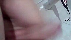 gorgeous handjob strokes massive cock to explosive finish