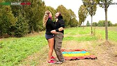 Voyeur's Outdoor Slave Endures Foot Worship and Facesitting Humiliation by Femdom Mistress