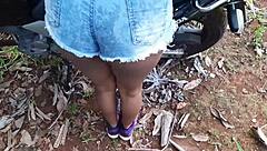 brazilian brunette teen's big ass interracial sex on crowded beach