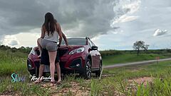 couple fucks outdoors with cars watching every thrust