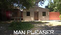 Biker unchained the bound blonde for rough bdsm fucking