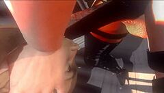 busty futa mistress in latex double penetrates and cums multiple times