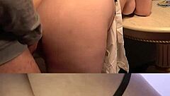 Shoving dildo deep in wife's curvy pussy post cleanup