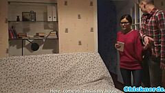 Innocent spex petite teen screwed hard by stranger missionary!