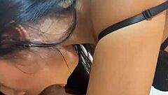 Brazilian Brunette Hotwife Cuckolds with Porter's Massive BBC Creampie