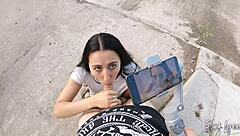 She asked neighbor to film her public blowjob skills