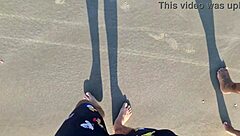 fiery beach pussy fingering with big tits outdoor public