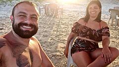 fiery beach pussy fingering with big tits outdoor public