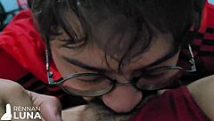 young beauty shares playful intimate moment with strong partner