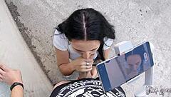 She asked neighbor to film her public blowjob skills