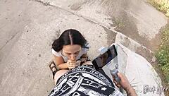 She asked neighbor to film her public blowjob skills