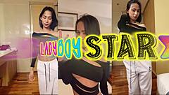 Ladyboystar Deep Bareback Anal Facial in Crossdressing Cowgirl Doggystyle