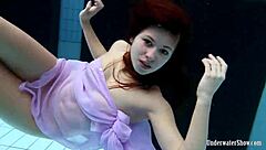 Aneta’s Big Tits Tease in Purple Poolside Dress