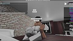 Fucking a submissive fan roughly in Roblox studio condo game