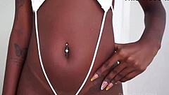 Beautiful Brazilian ebony Jenny Pretinha's perfect breasts fucked by huge cocks