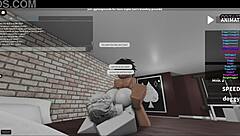 Fucking a submissive fan roughly in Roblox studio condo game