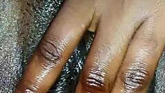 ebony goddess fingers shaved pussy close-up passionately