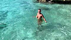 Brunette Monika Fox Strips Naked on Tour Bus for Beach Nipple Piercing Tease