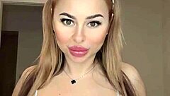 Cosplay bunny squeezes natural big tits tight rabbit toy