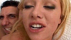 Blonde monroe double penetrated sucking cocks cum mouth