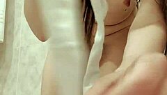 Pissing teen undresses panties bath squeezes pee mouth fetish