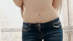 Pissing teen undresses panties bath squeezes pee mouth fetish