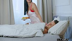 Busty Kira Queen Wakes Stud Blowjob Sensual Morning Fuck!