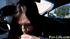 Hardcore POV cumshot blasts brunette teen's juicy ass