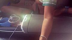 Ebony Amateur Sucks Big Black Cock in Public Car