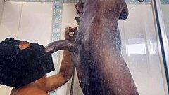 kneel gobble monster cock then bent over for wall-pounding fuck