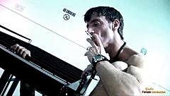 Blonde Nurse Watches Caged Chick Fuck Patient Wildly