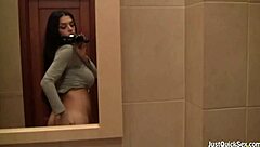 Busty amateur teases her hairy wetness solo