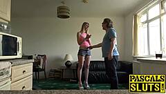 jentina's long legs spread wide for big cock pounding