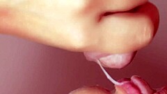 Cute close-up blowjob ends in massive facial cumshot