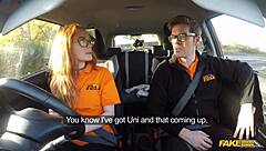 british ginger ella hughes pussy hammered hard in fake driving lesson!
