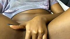 watching sexy ebony teen finger her juicy pussy