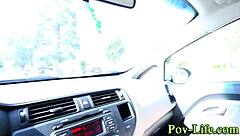 Hardcore POV cumshot blasts brunette teen's juicy ass