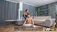 Vip4k. Eager woman drains balls fully to apologize honey