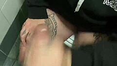 Blonde Deepthroats Black Cock In Public Cinema Bathroom