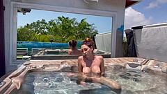 WOW! artemisia's big tits shake in outdoor jacuzzi masturbation!